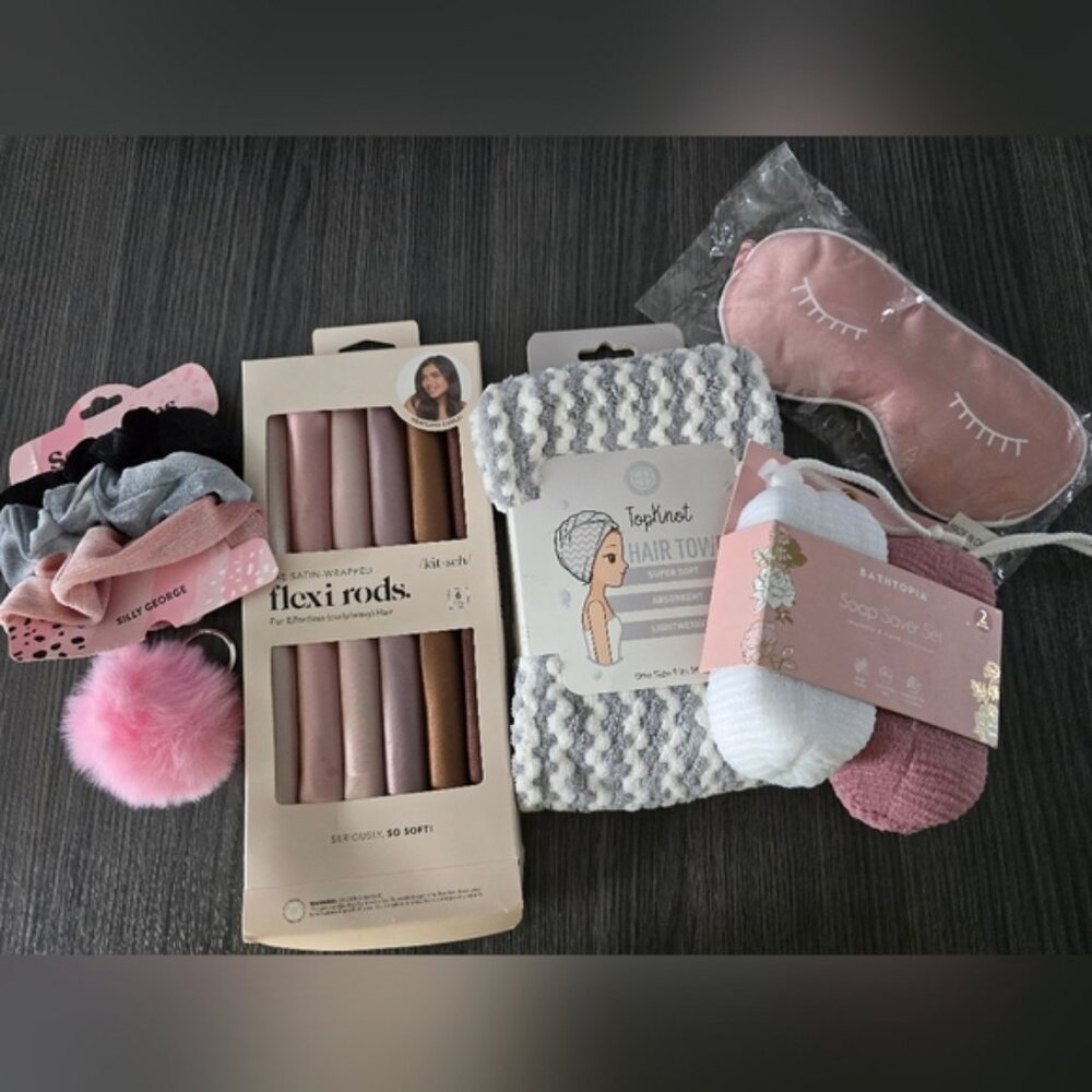 Women Kitcsh And TopKnot Pink and Gray Hair Accessories